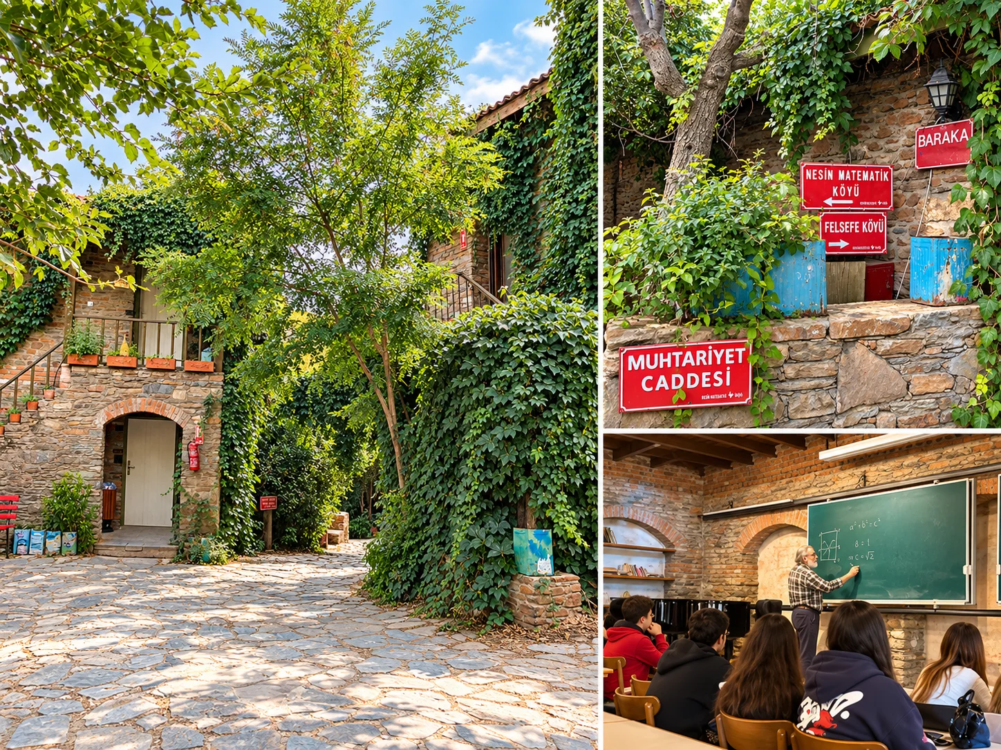 Stone and timber buildings of Nesin Math Village near Şirince