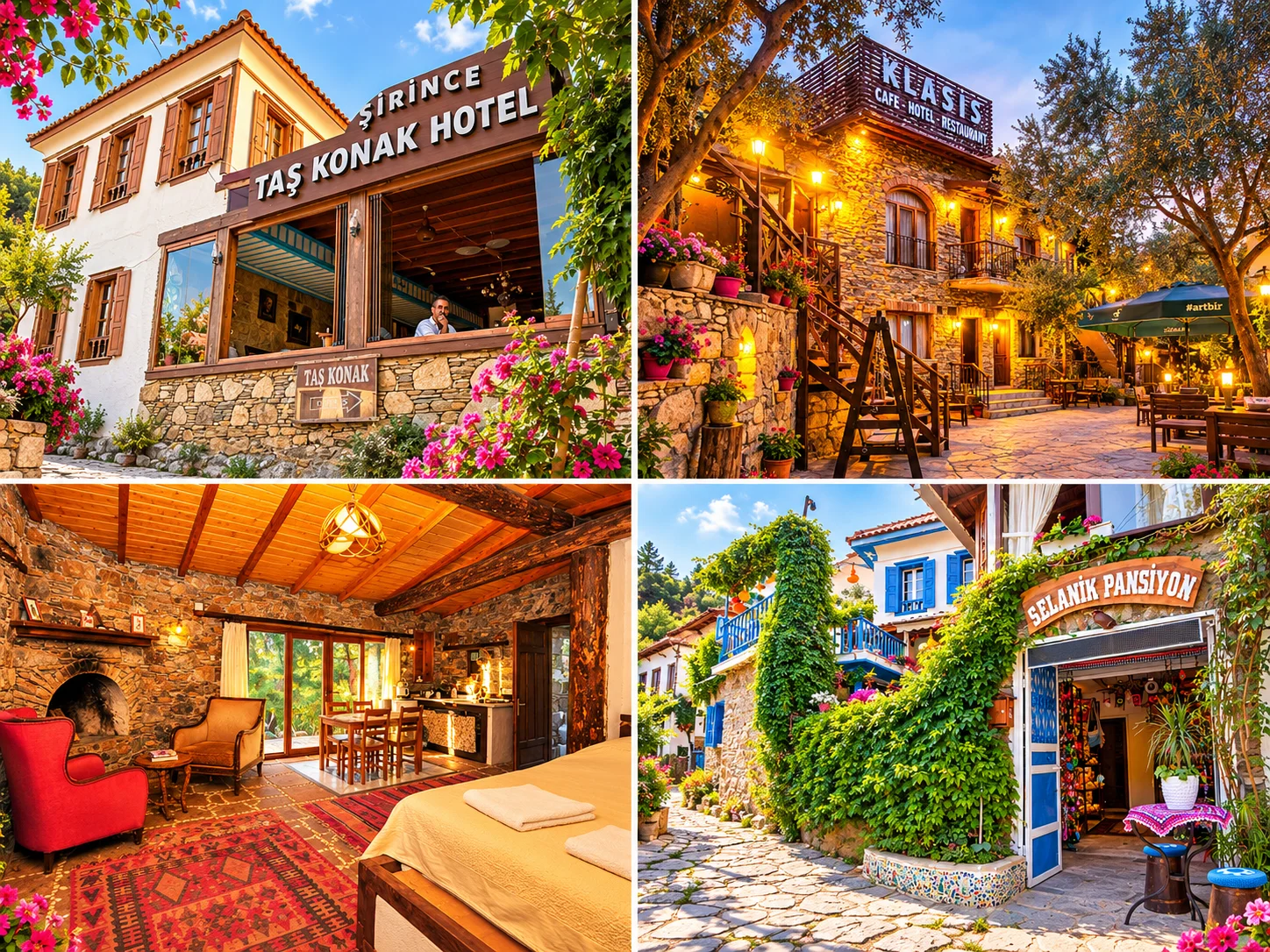 Boutique stone hotel and garden setting in Şirince
