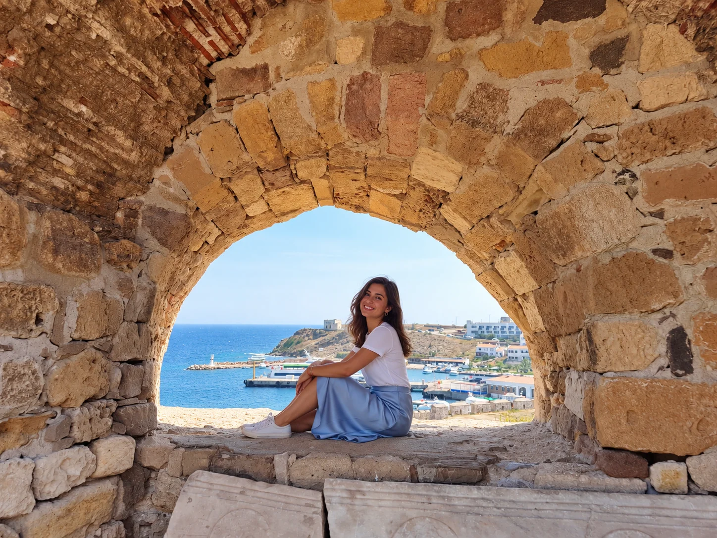 Bozcaada Castle above the harbour on Bozcaada island