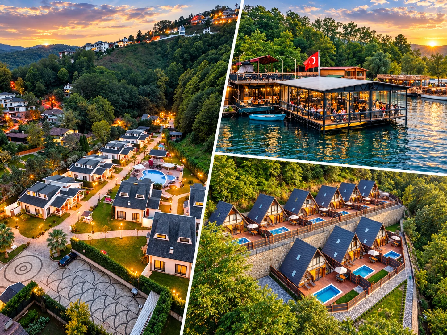 Collage of Kırkpınar-area hotels and bungalow stays