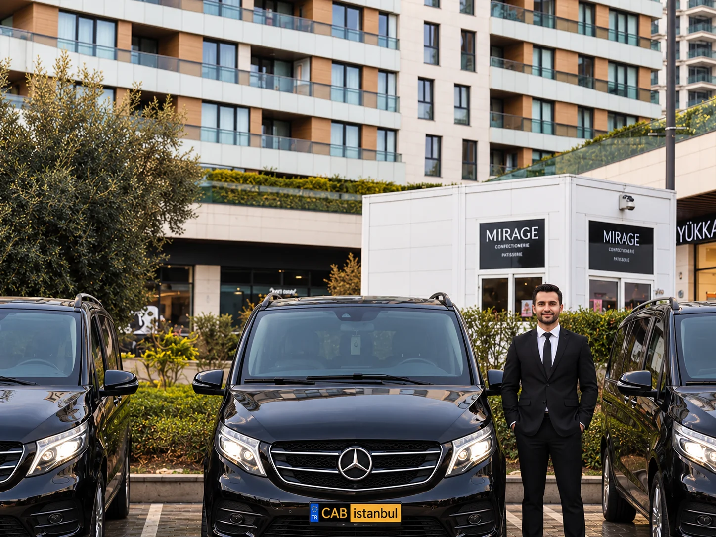 Furgonetas con chófer de Cab Istanbul alineadas para despacho
