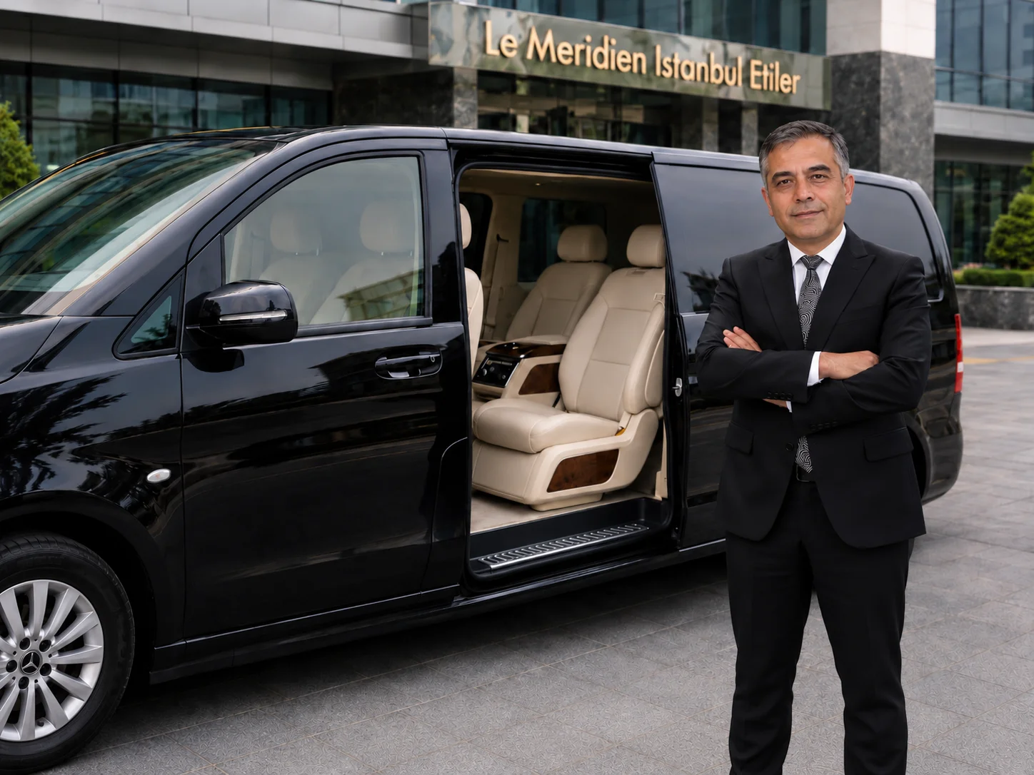 Mercedes Clase V aparcada para un traslado urbano premium
