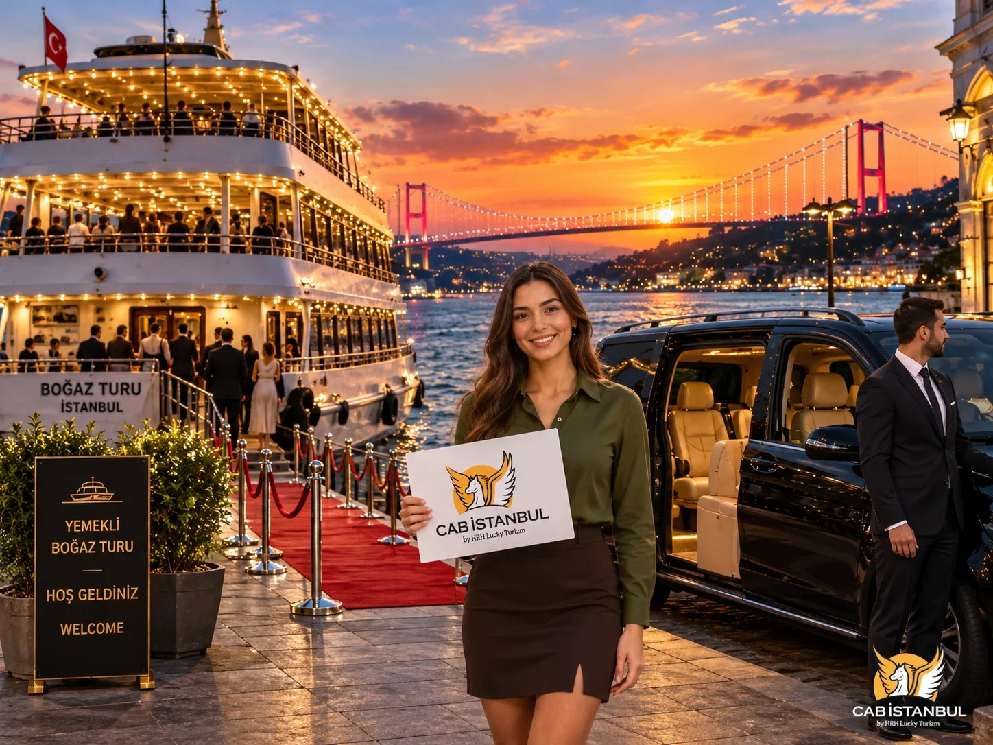 سيارة VIP لنقل خاص إلى رصيف رحلة البوسفور